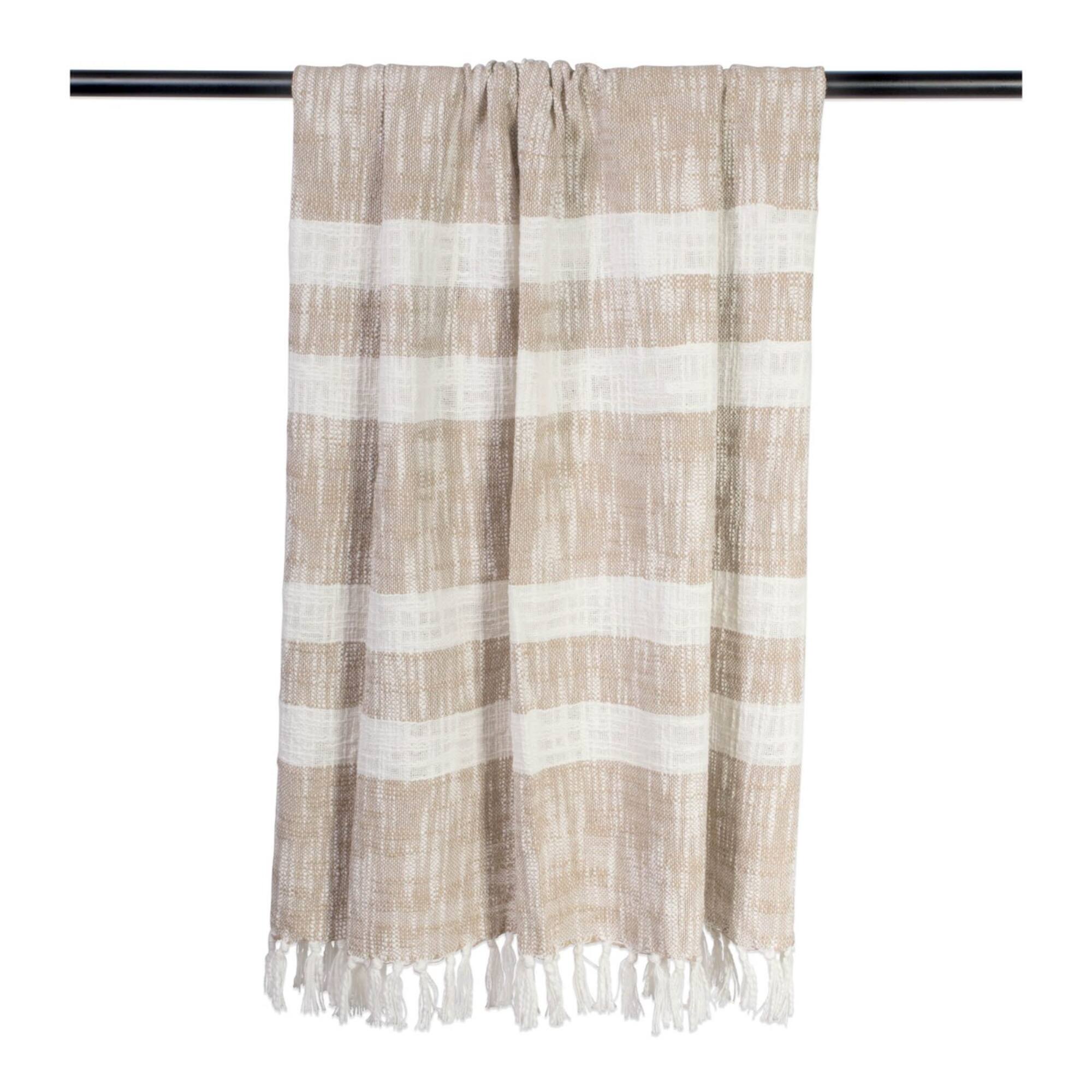 DII® Taupe Slub Stripe Throw